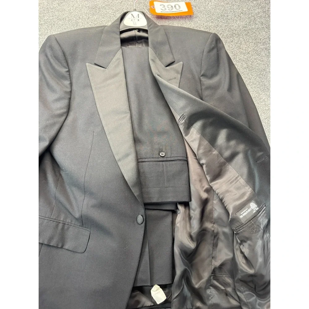 Cerruti 1881 Couture Men's 1-Button Tuxedo - 42L Jacket / 38x32 Pleated Pants Bl